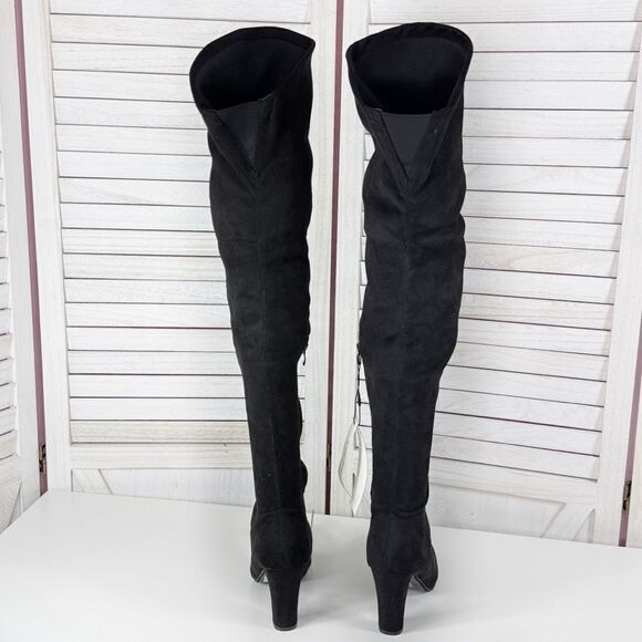 Shoe’n Tale Microfiber Over The Knee Thigh High Boots Black 7.5 Block Heel - Picture 7 of 15